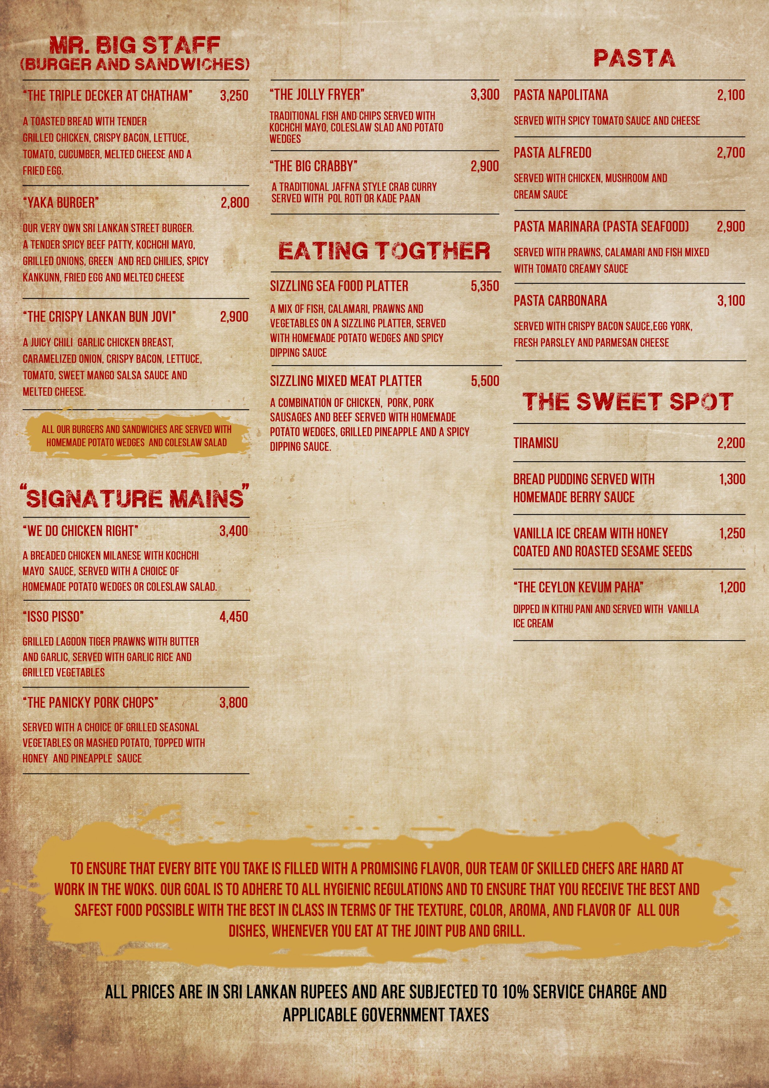 Food Menu Back