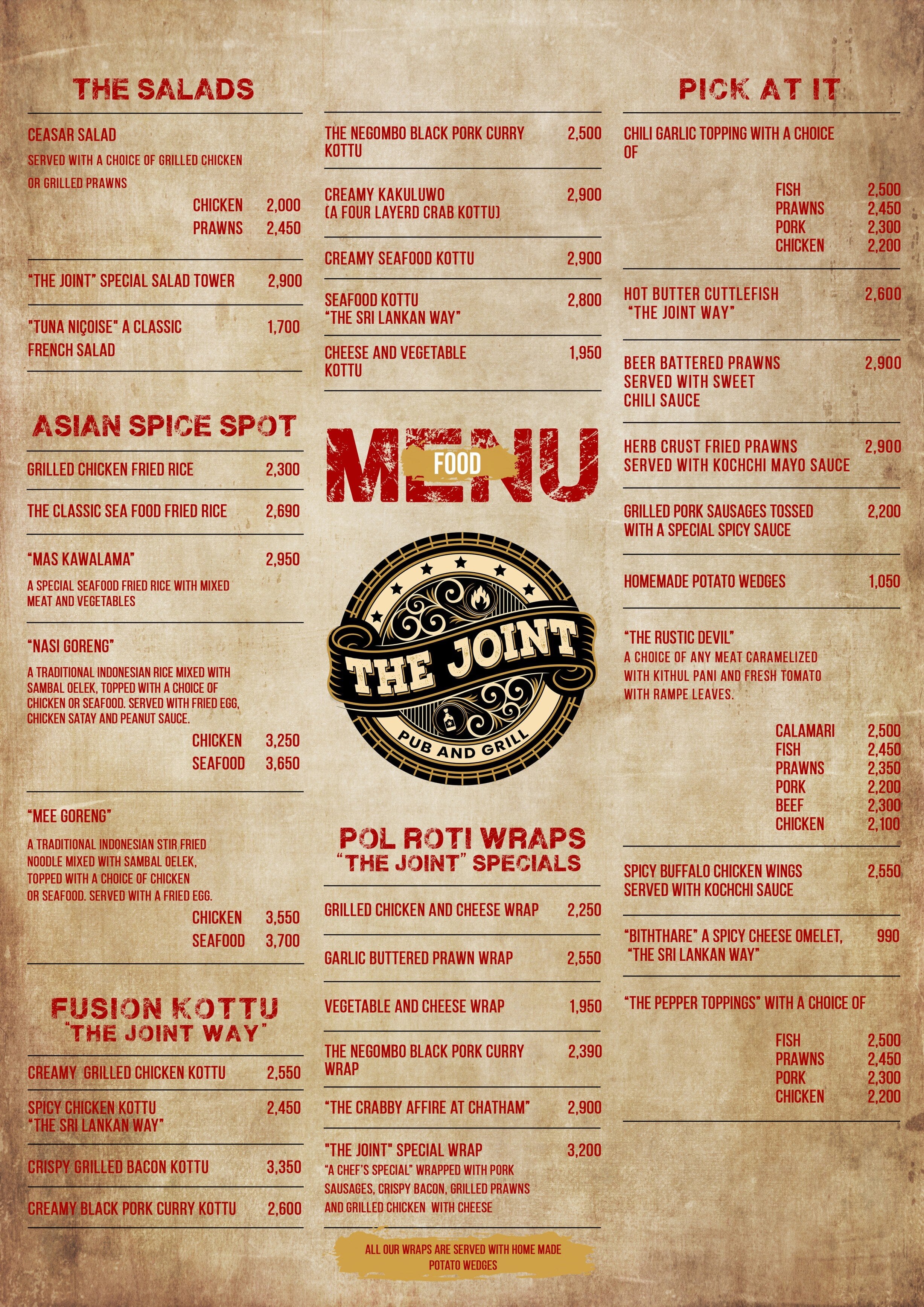 Food Menu Front
